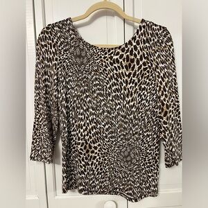 Liverpool 3/4 Sleeve Scoop Neck Animal Print Top